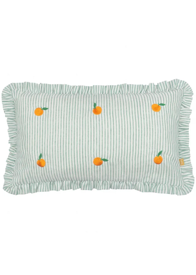Furn Les Fruites Embroidered Ruffle Orange Cushion (30 x 50 x 8 cm)