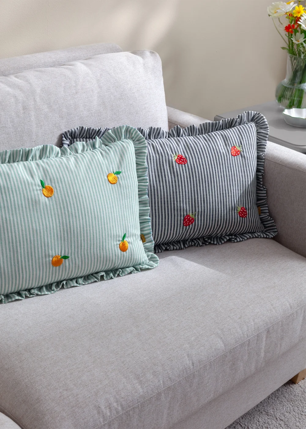 Furn Les Fruites Embroidered Ruffle Red Cushion (30 x 50 x 8 cm) - One Size Image 5