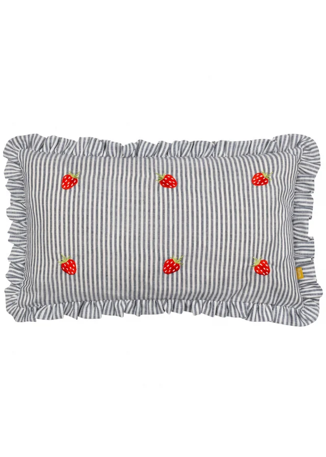 Furn Les Fruites Embroidered Ruffle Red Cushion (30 x 50 x 8 cm)