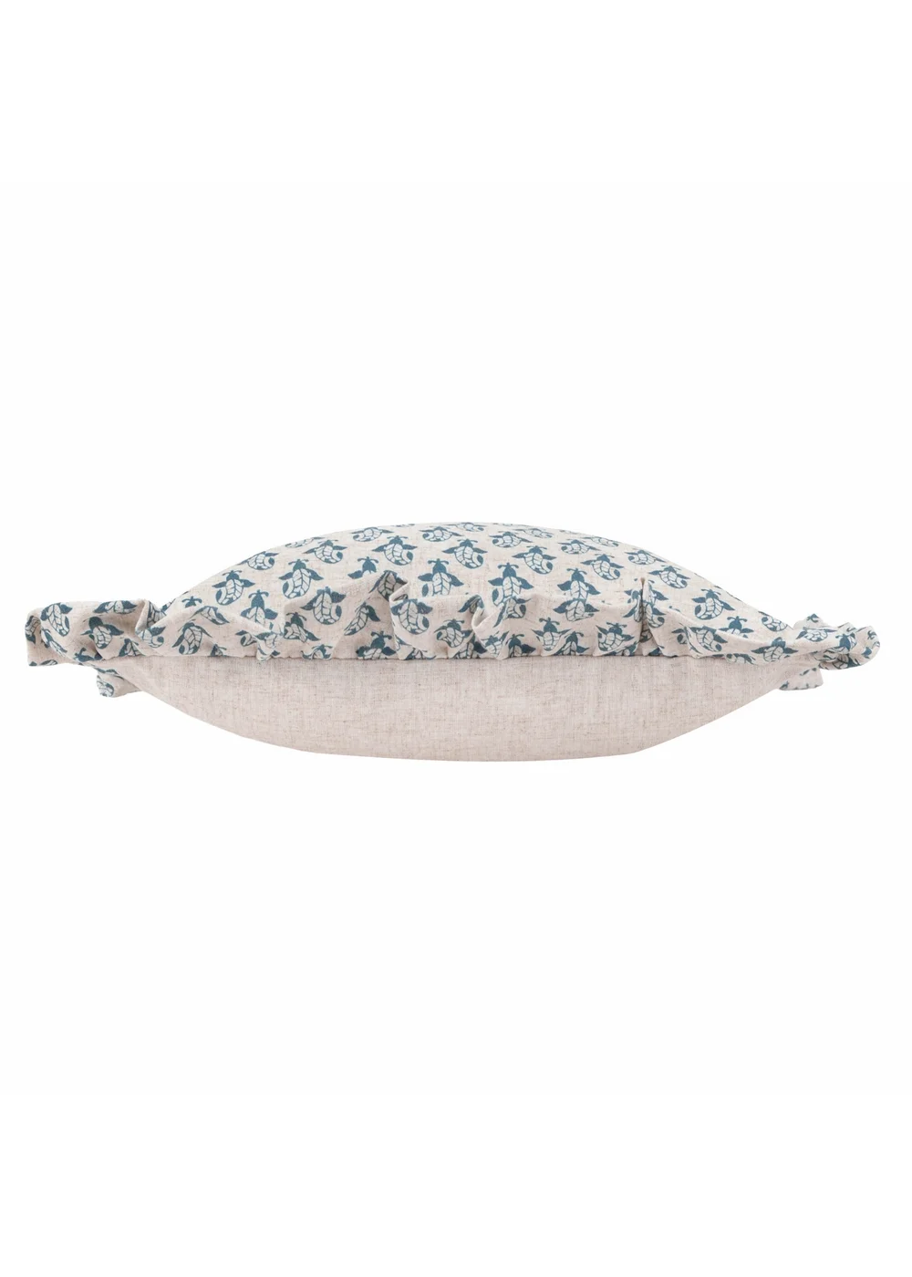 Furn Lulah Block Printed Ruffle Blue Cushion (45 x 45 x 8 cm) - One Size Image 4