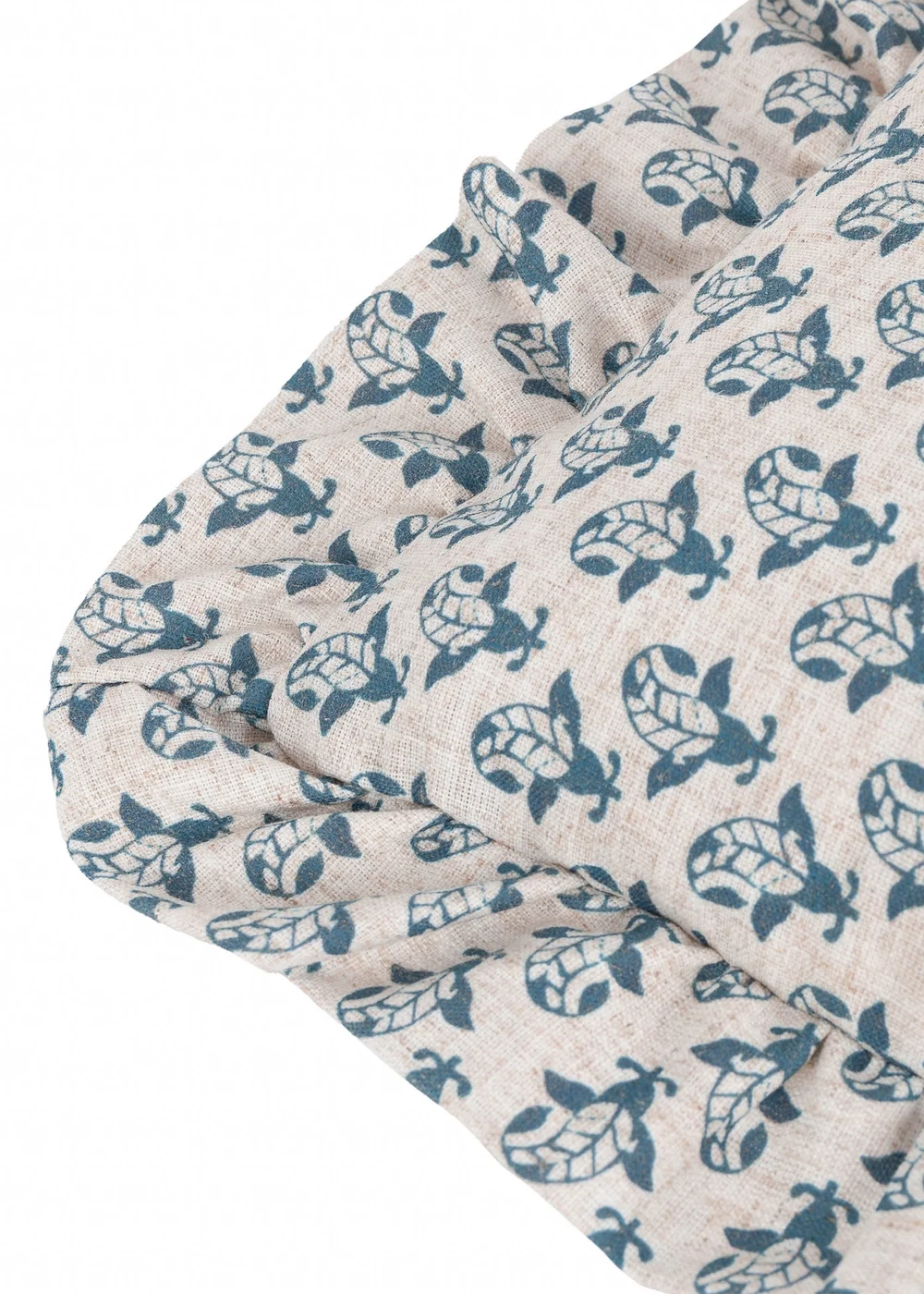 Furn Lulah Block Printed Ruffle Blue Cushion (45 x 45 x 8 cm) - One Size Image 5