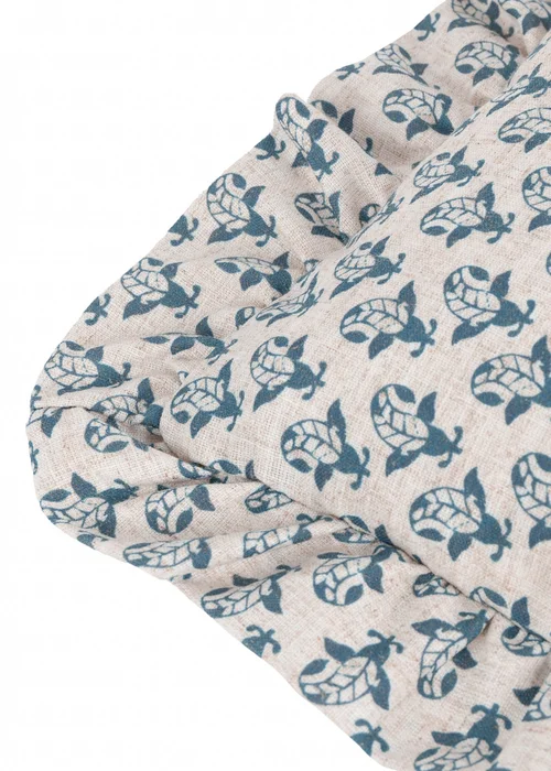 Furn Lulah Block Printed Ruffle Blue Cushion (45 x 45 x 8 cm) - One Size Image 5