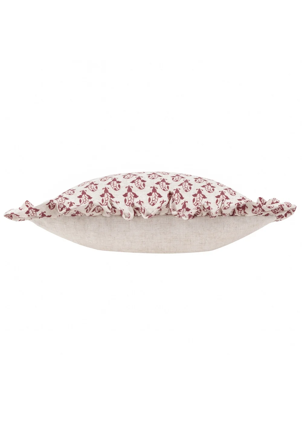 Furn Lulah Block Printed Ruffle Red Cushion (45 x 45 x 8 cm) - One Size Image 4