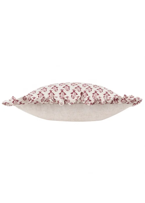 Furn Lulah Block Printed Ruffle Red Cushion (45 x 45 x 8 cm) - One Size Image 4