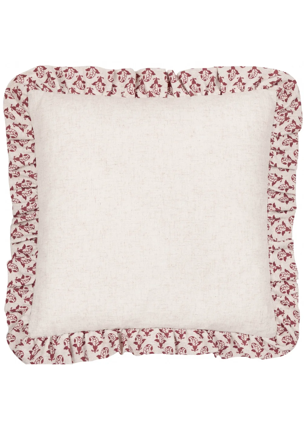 Furn Lulah Block Printed Ruffle Red Cushion (45 x 45 x 8 cm) - One Size Image 3