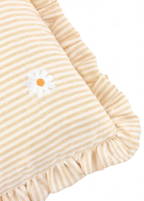 Furn Les Fleurs Embroidered Ruffle Yellow Cushion (30 x 50 x 8 cm) - One Size Image 5