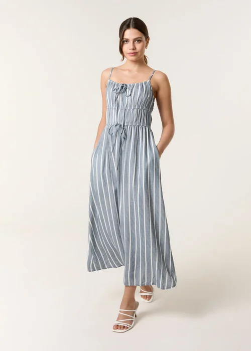 Blue Vanilla Blue Tie Front Midi Dress - L Image 3