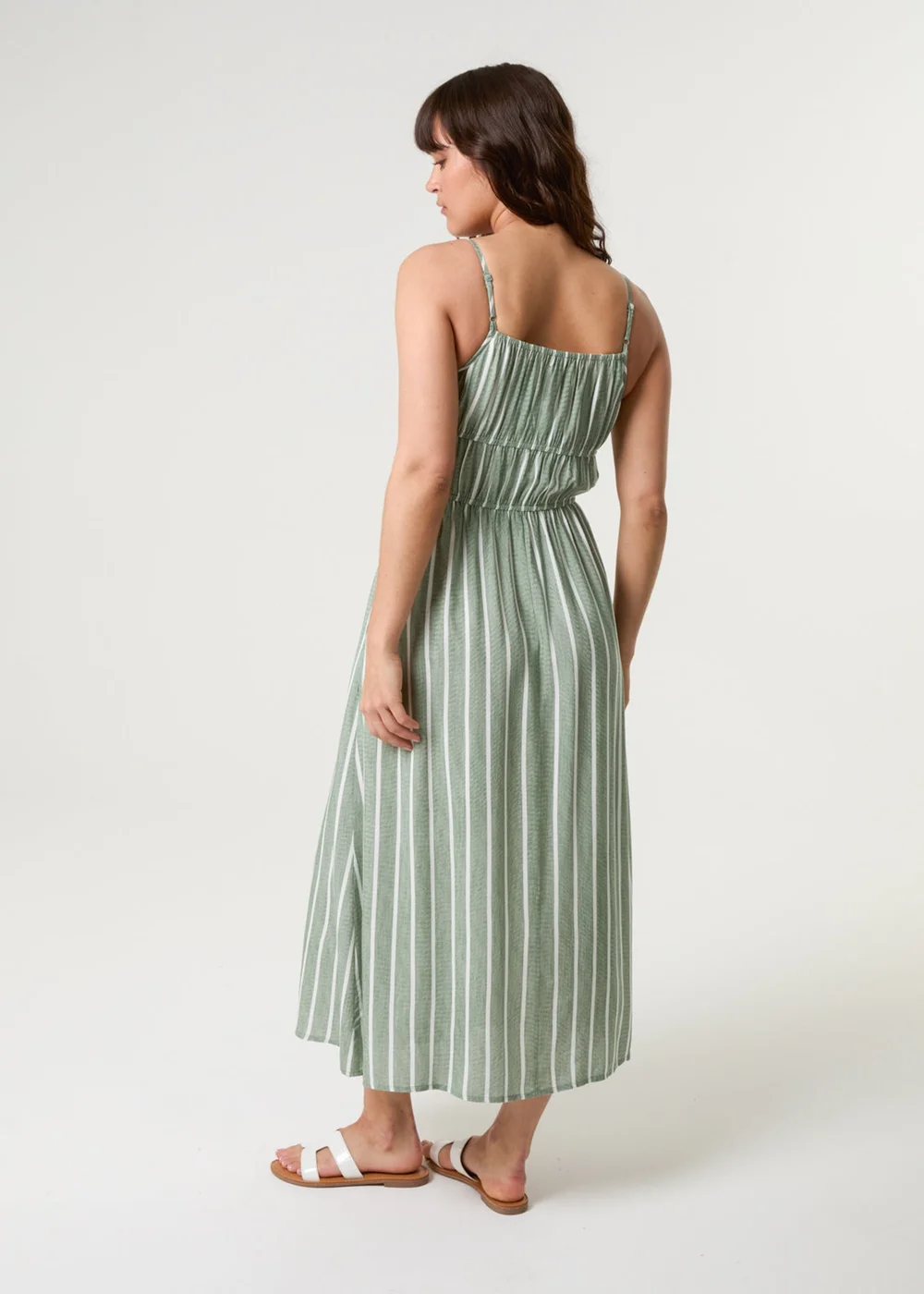 Blue Vanilla Khaki Tie Front Midi Dress - L Image 4