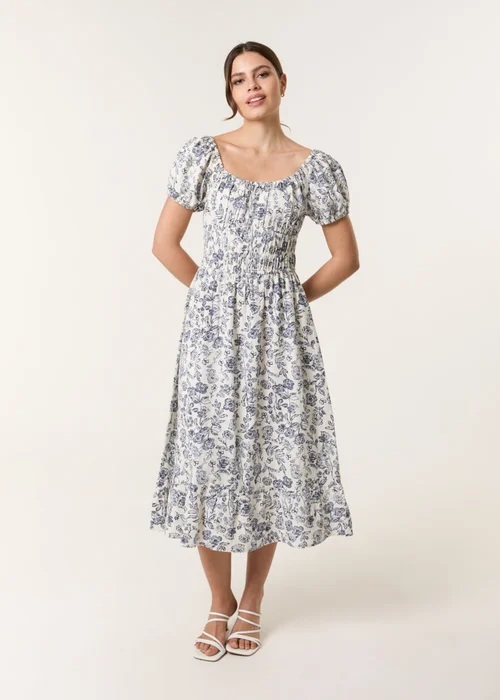 Blue Vanilla Multi Ditsy Floral Puff Sleeve Dress - L Image 3