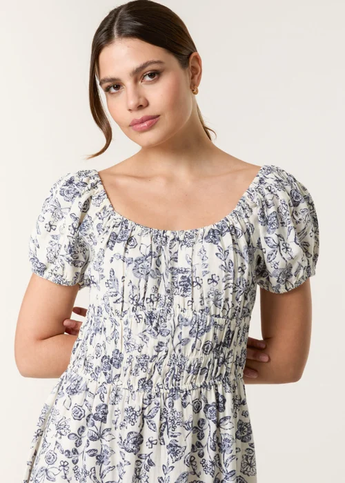 Blue Vanilla Multi Ditsy Floral Puff Sleeve Dress - L Image 2