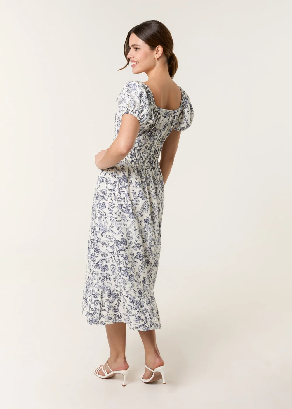 Blue Vanilla Multi Ditsy Floral Puff Sleeve Dress - L Image 4