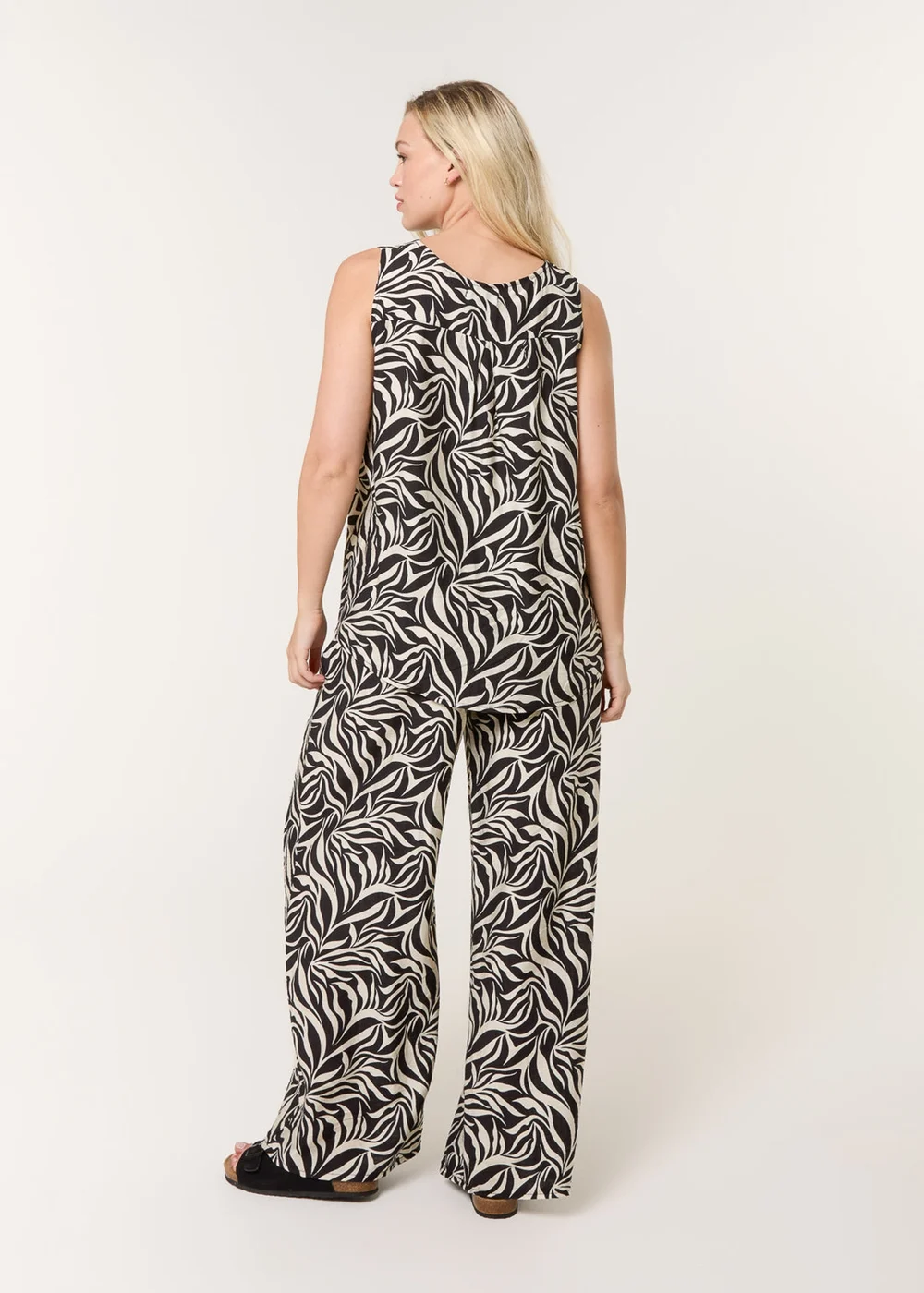 Blue Vanilla Black Leaf Print Vest and Trouser Set - S/M Image 4