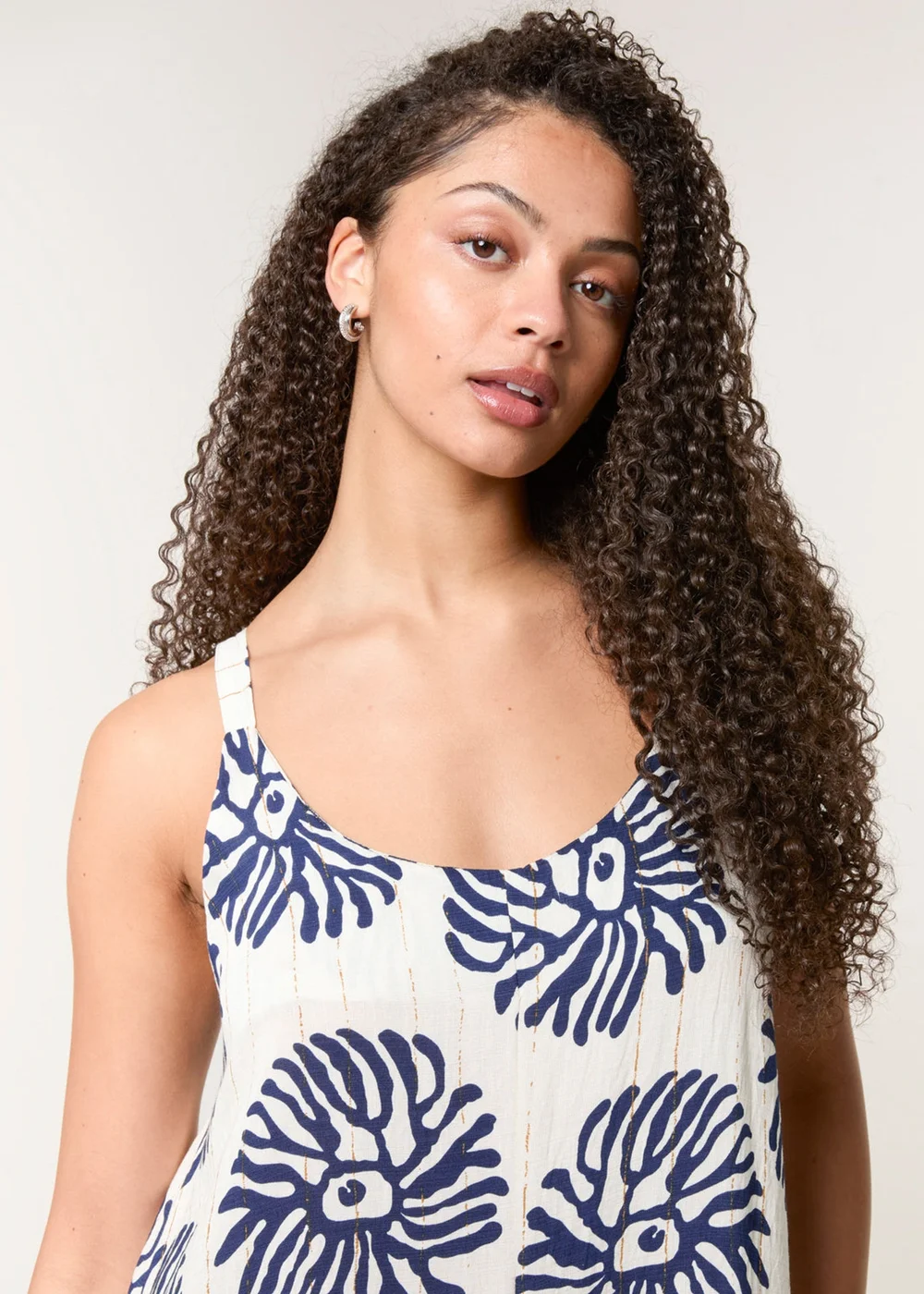 Blue Vanilla Navy Abstract Wide Leg Jumpsuit - L/XL Image 3