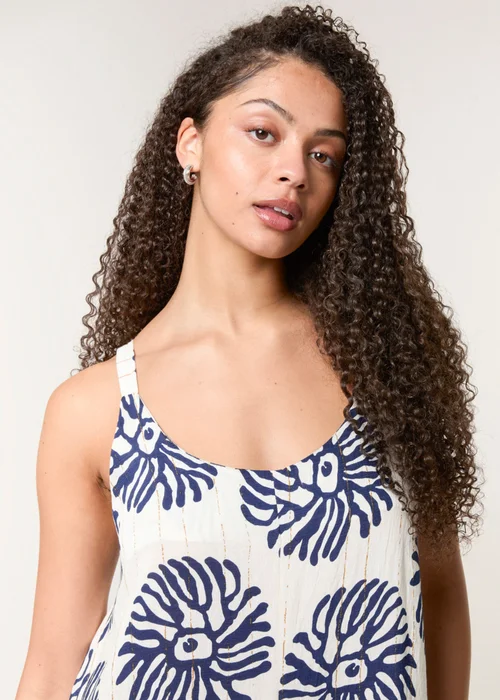 Blue Vanilla Navy Abstract Wide Leg Jumpsuit - L/XL Image 3