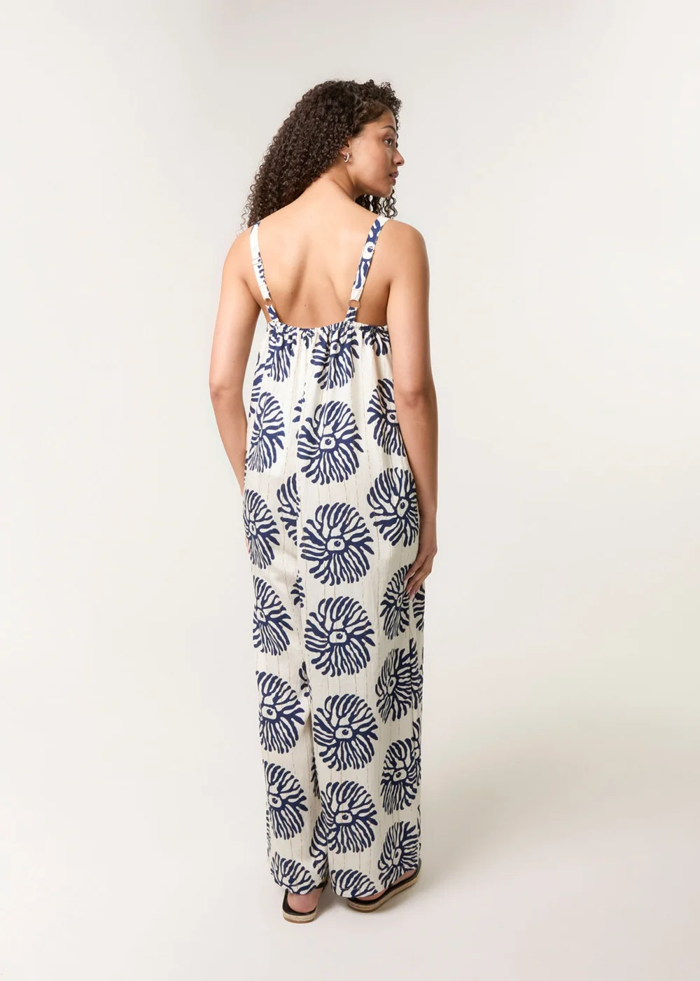 Blue Vanilla Navy Abstract Wide Leg Jumpsuit - L/XL Image 4