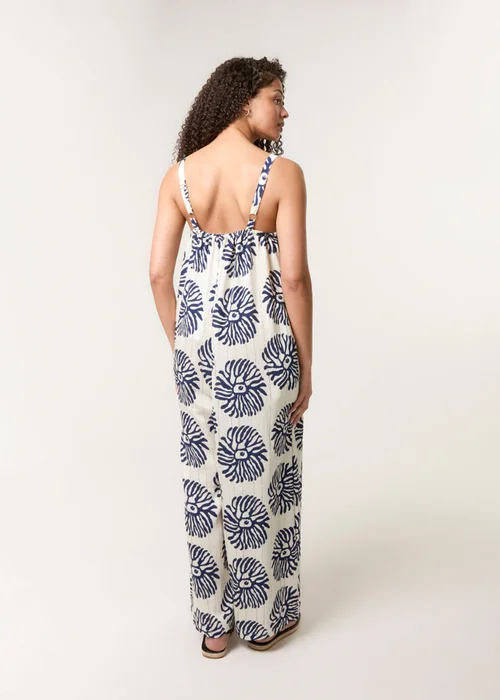 Blue Vanilla Navy Abstract Wide Leg Jumpsuit - L/XL Image 4