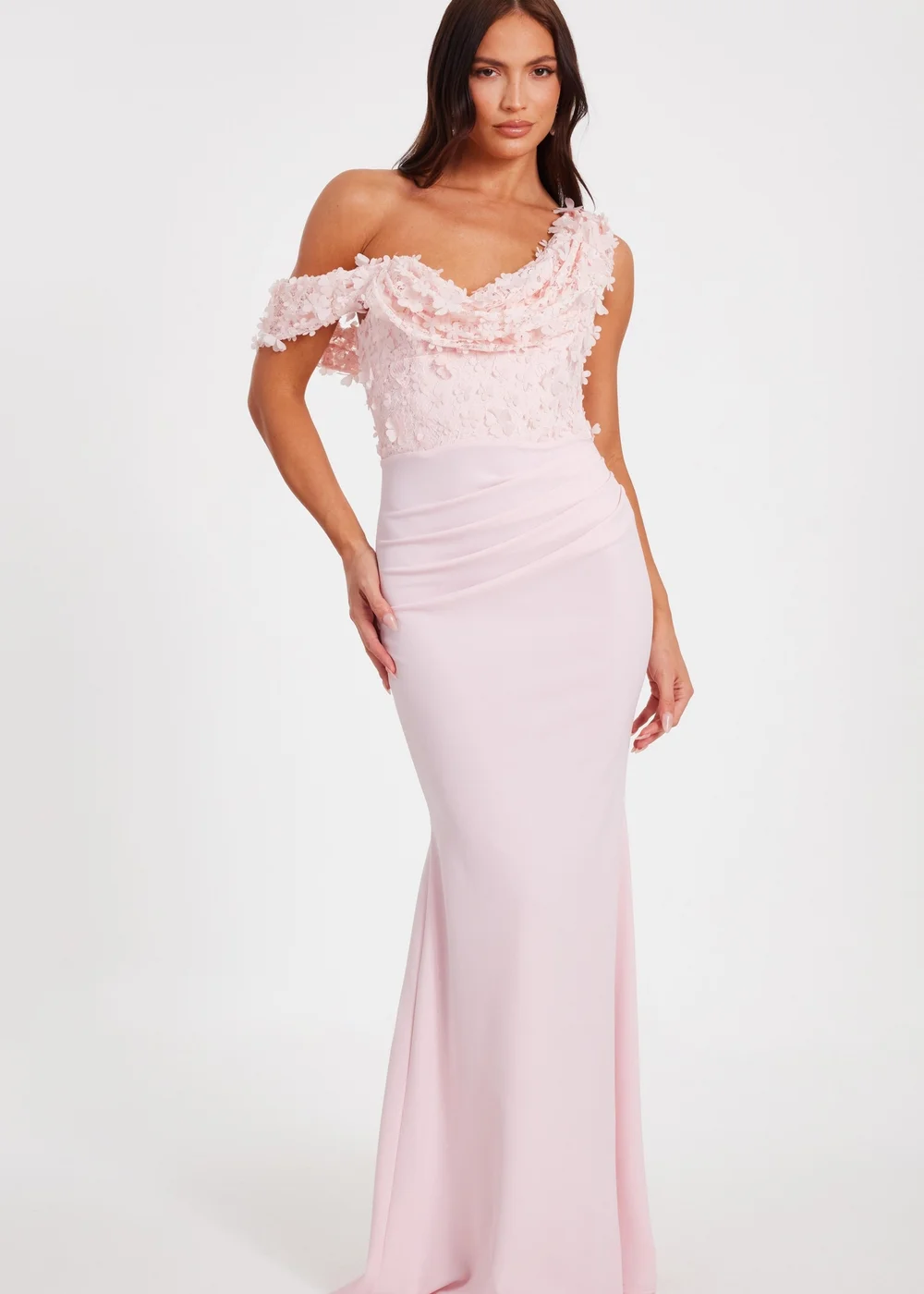 Quiz Pink Floral Drop Sleeve Maxi Dress - 6 Quiz Pink Floral Drop Sleeve Maxi Dress - 6