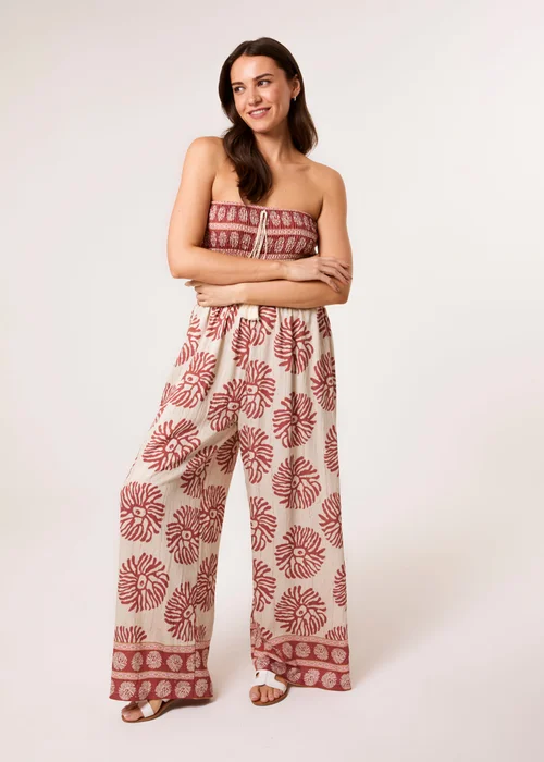 Blue Vanilla Orange Strapless Elasticated Printed Jumpsuit - S/M Image 2