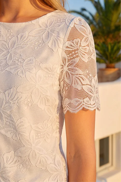 Roman Ivory Floral Stretch Lace Top - 14 Image 4
