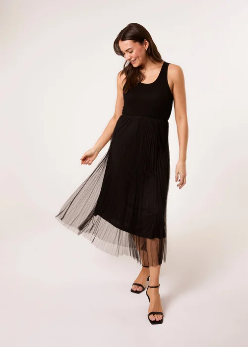 Blue Vanilla Black Crochet Top Pleat Dress - S/M Image 3