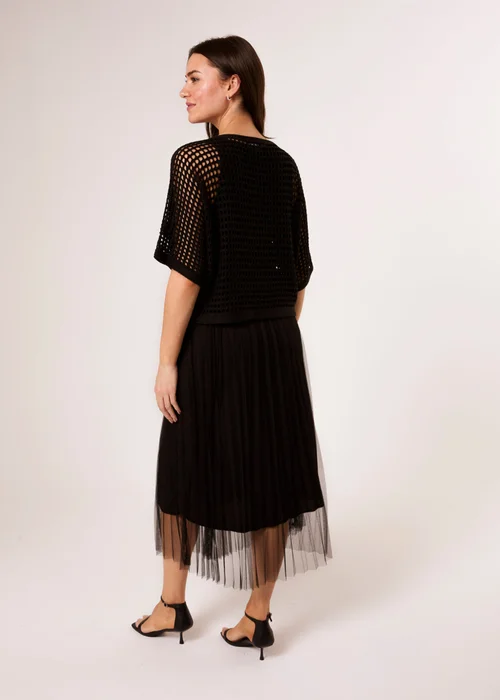 Blue Vanilla Black Crochet Top Pleat Dress - S/M Image 5