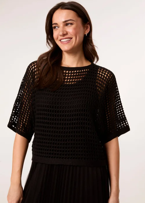 Blue Vanilla Black Crochet Top Pleat Dress - S/M Image 2