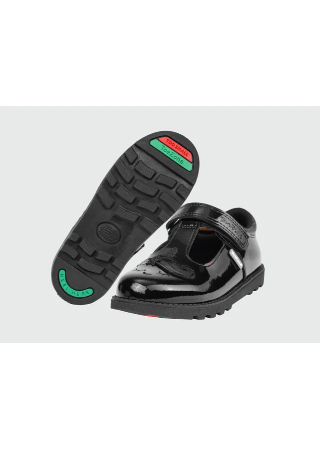 ToeZone Girls Black Lilo Patent Unicorn Rip Tape School Shoes (Younger 6 – Older 1)