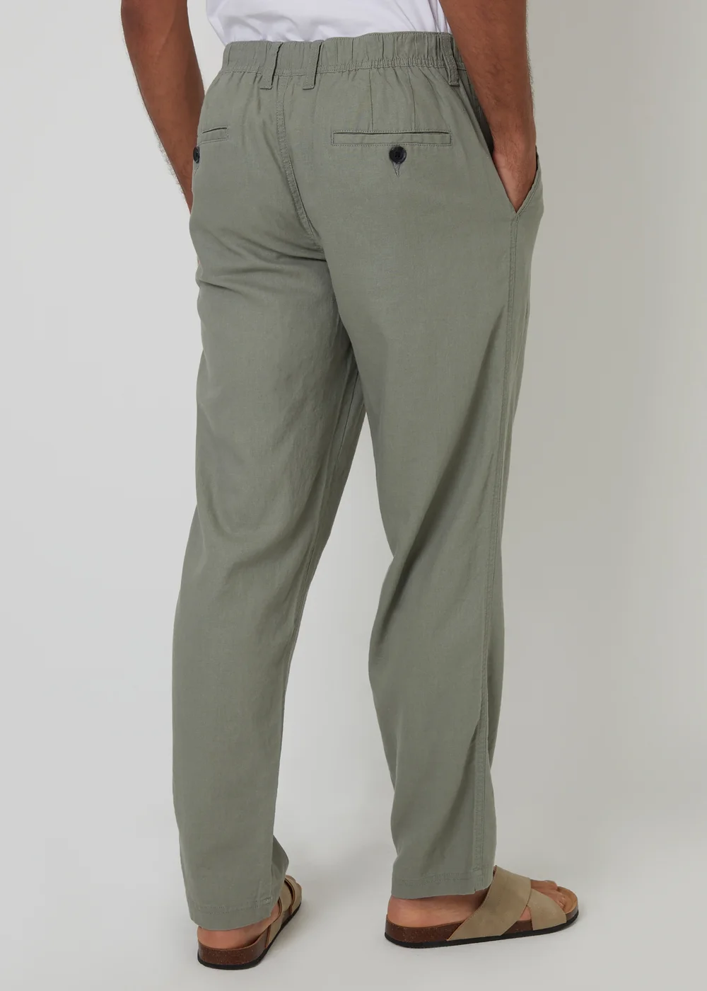 Threadbare Soft Green Linen Blend Casual Trousers - 34/L32 Image 2