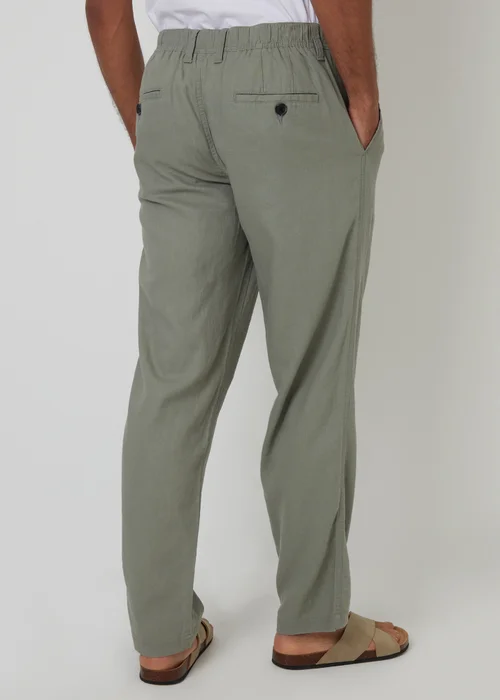 Threadbare Soft Green Linen Blend Casual Trousers - 34/L32 Image 2