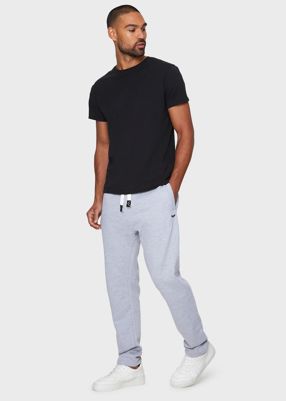 Threadbare Light Grey Straight Leg Joggers - M Image 4