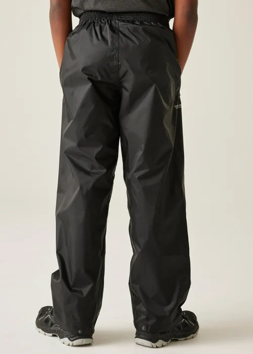 Regatta Kids Pack It Black Waterproof Breathable Isolite Overtrousers (2-14 yrs) - 13 Yrs Image 2