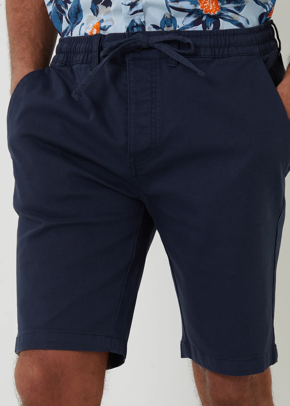 Threadbare Navy Elasticated Waist Stretch Chino Shorts - 32/L32 Image 3