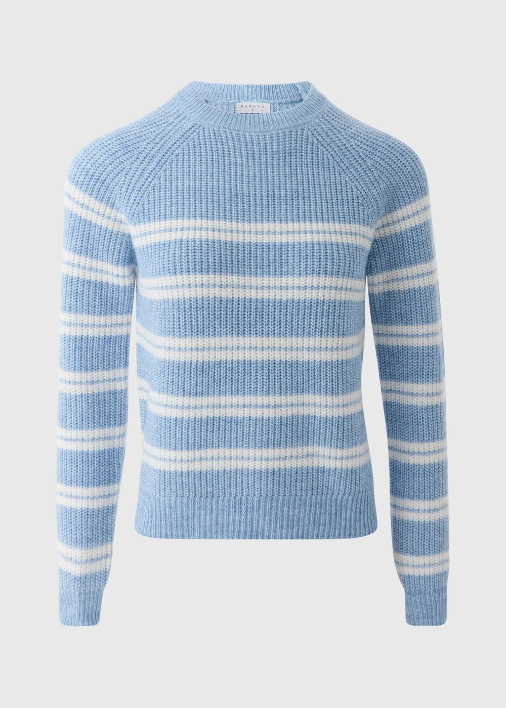 Pale Blue Stripe Ribbed Knit Jumper - XS Image 4