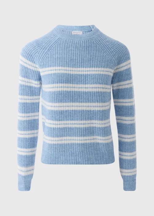 Pale Blue Stripe Ribbed Knit Jumper - XS Image 4