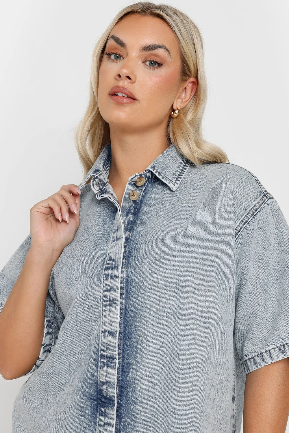 plus size denim shirt dress uk Stonewash Plus Western Denim Shirt Dress