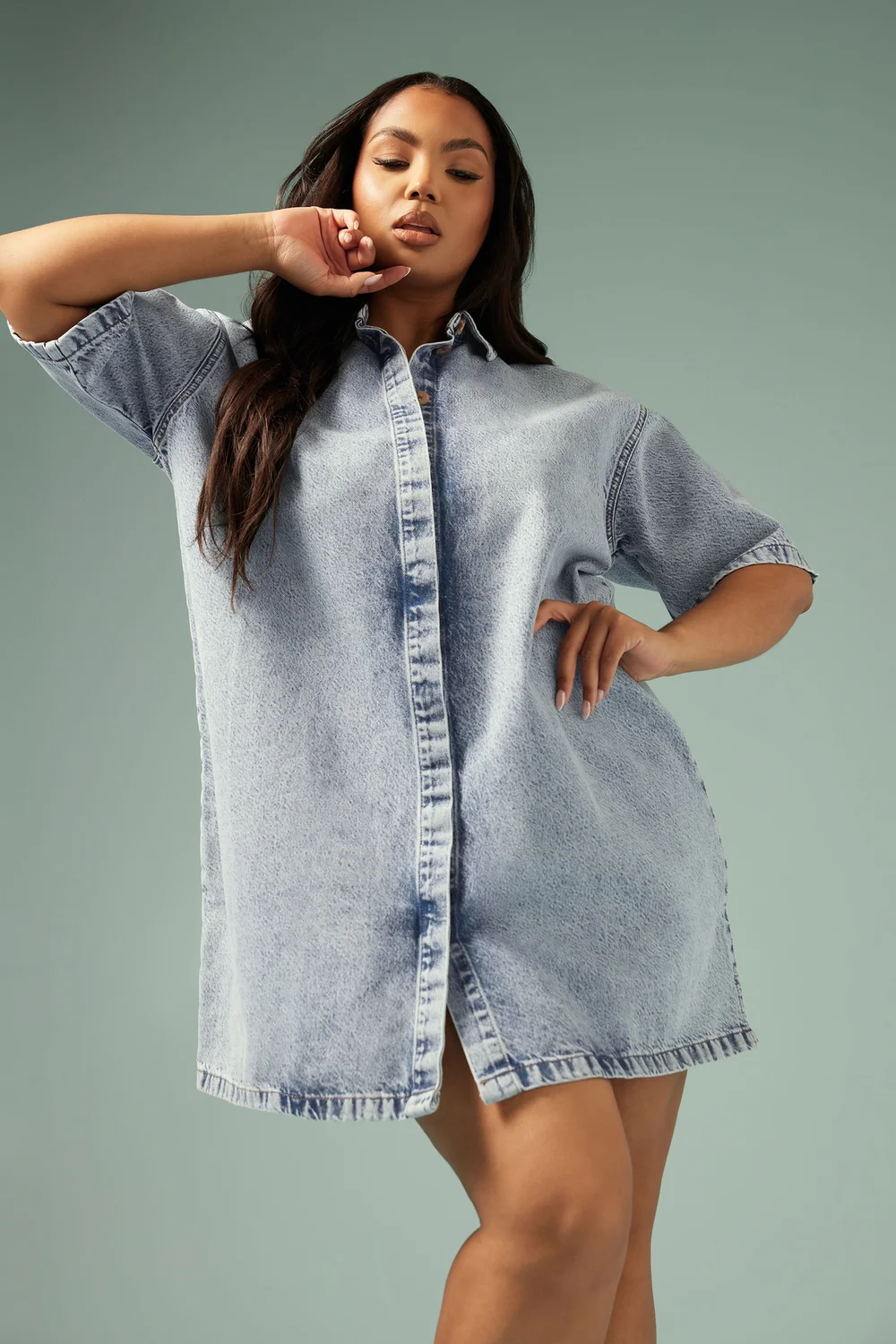 Yours Plus Size Mid Bleach Blue Denim Shirt Dress - 14 | Matalan Yours Plus Size Mid Bleach Blue Denim Shirt Dress - 14 | Matalan