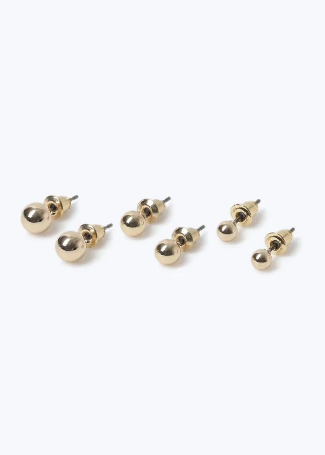 Muse 3 Pack Gold Ball Stud Earrings