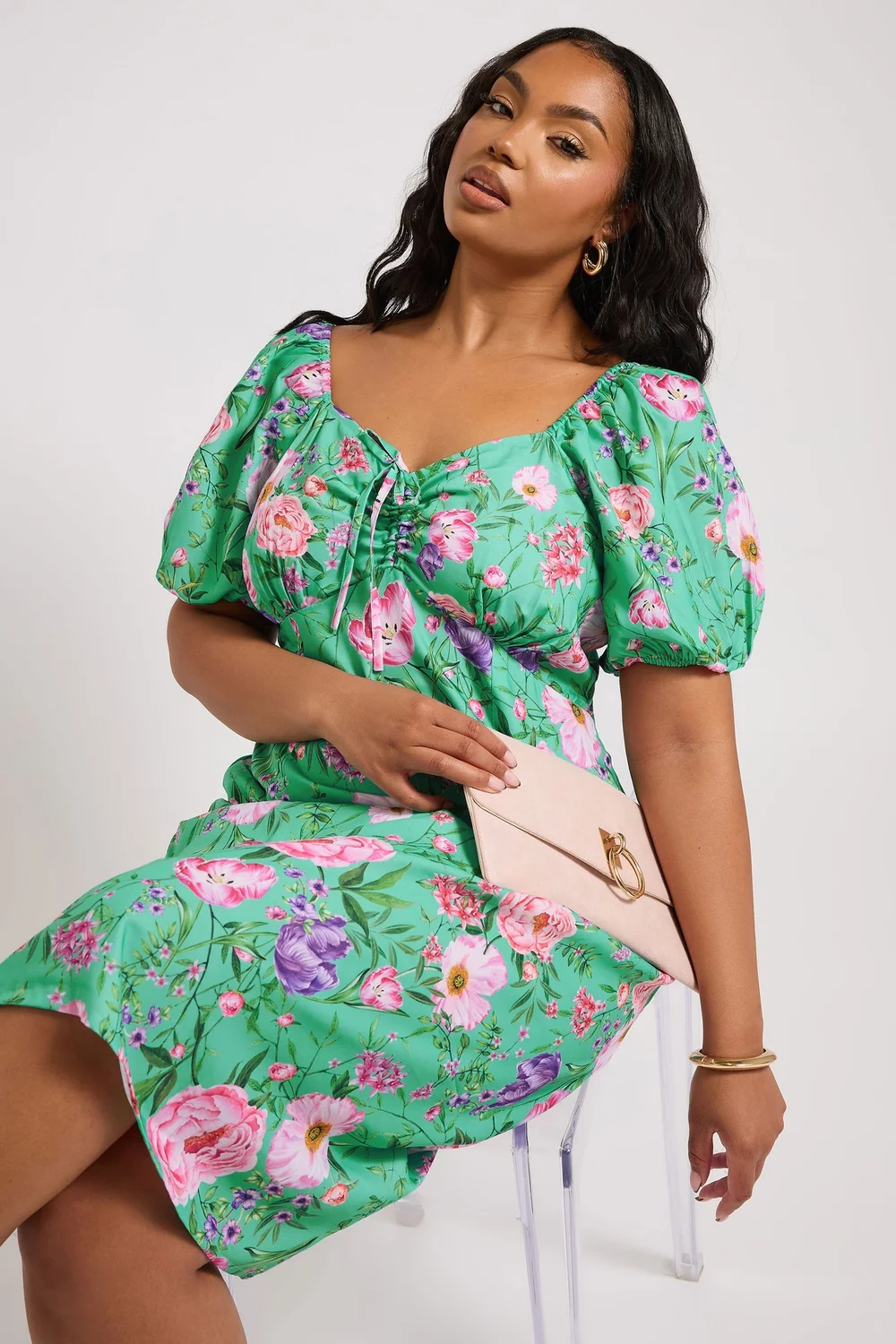 Yours London Curve Teal Green Floral Midi Dress - 20 Yours London Curve Teal Green Floral Midi Dress - 20
