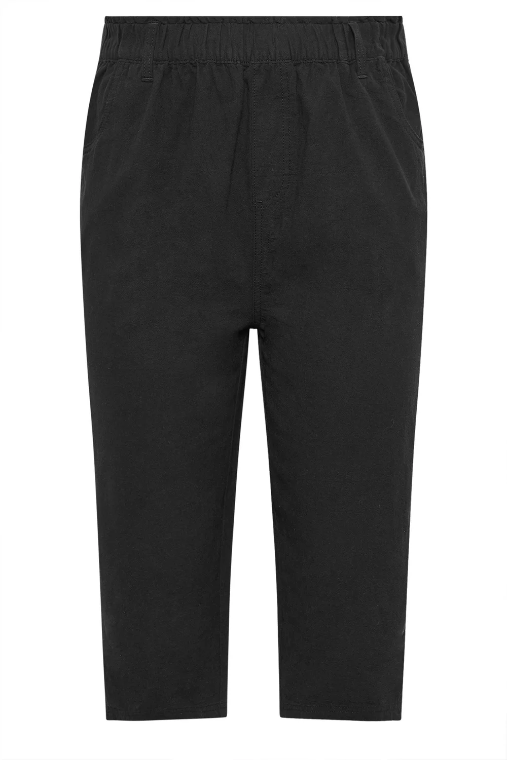 Yours Curve Black Elasticated Cool Cotton Cropped Trousers - 20 Image 5