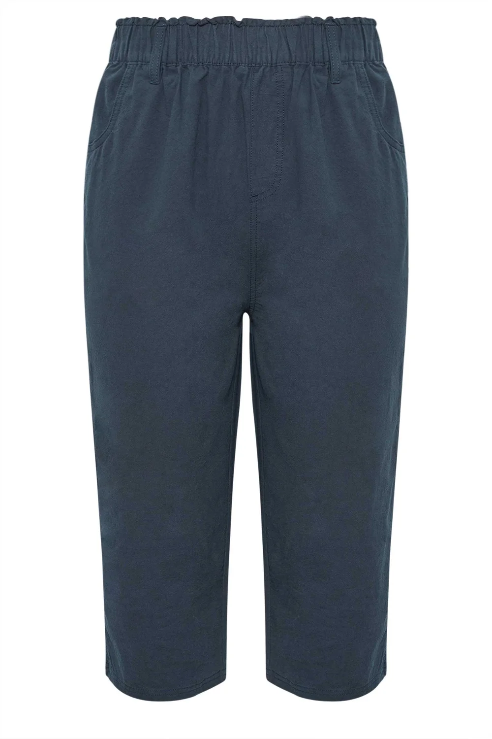 Yours Curve Navy Blue Cool Cotton Cropped Trousers - 26-28 Image 5