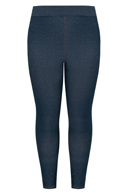 Yours For Good Curve Mid Blue Jersey Stretch Jeggings - 22/L28 Image 5