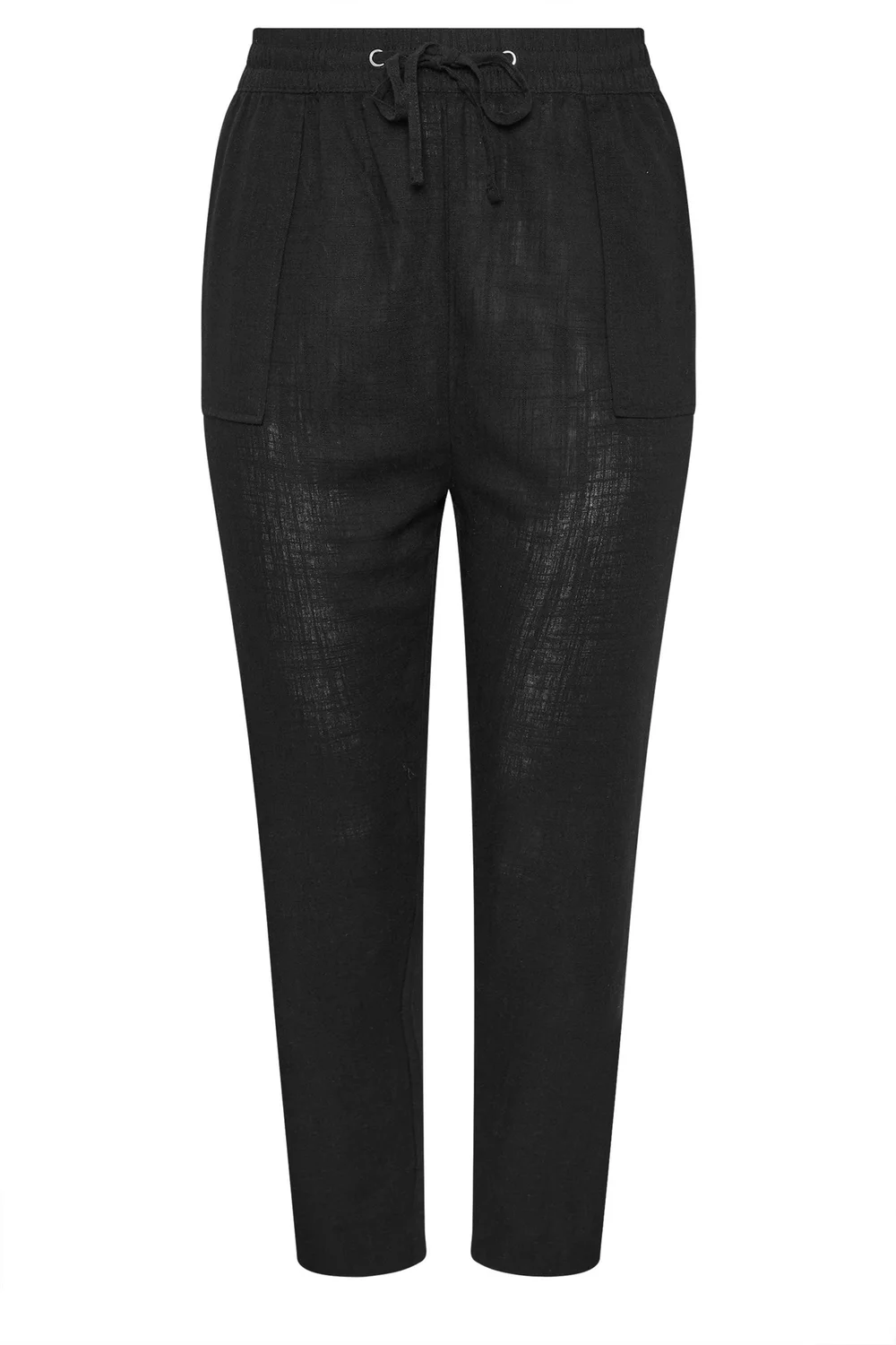 Yours Curve Black Linen Tie Front Joggers - 20 Image 5