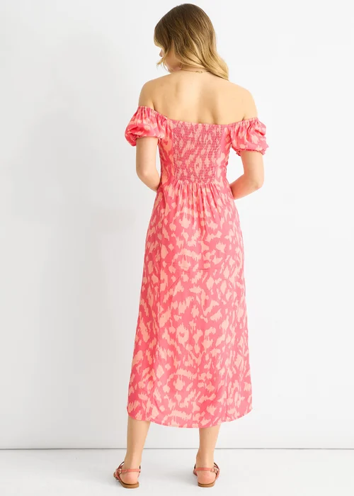 Gini London Pink Animal Print Square Neck Viscose Midi Dress - 14 Image 2