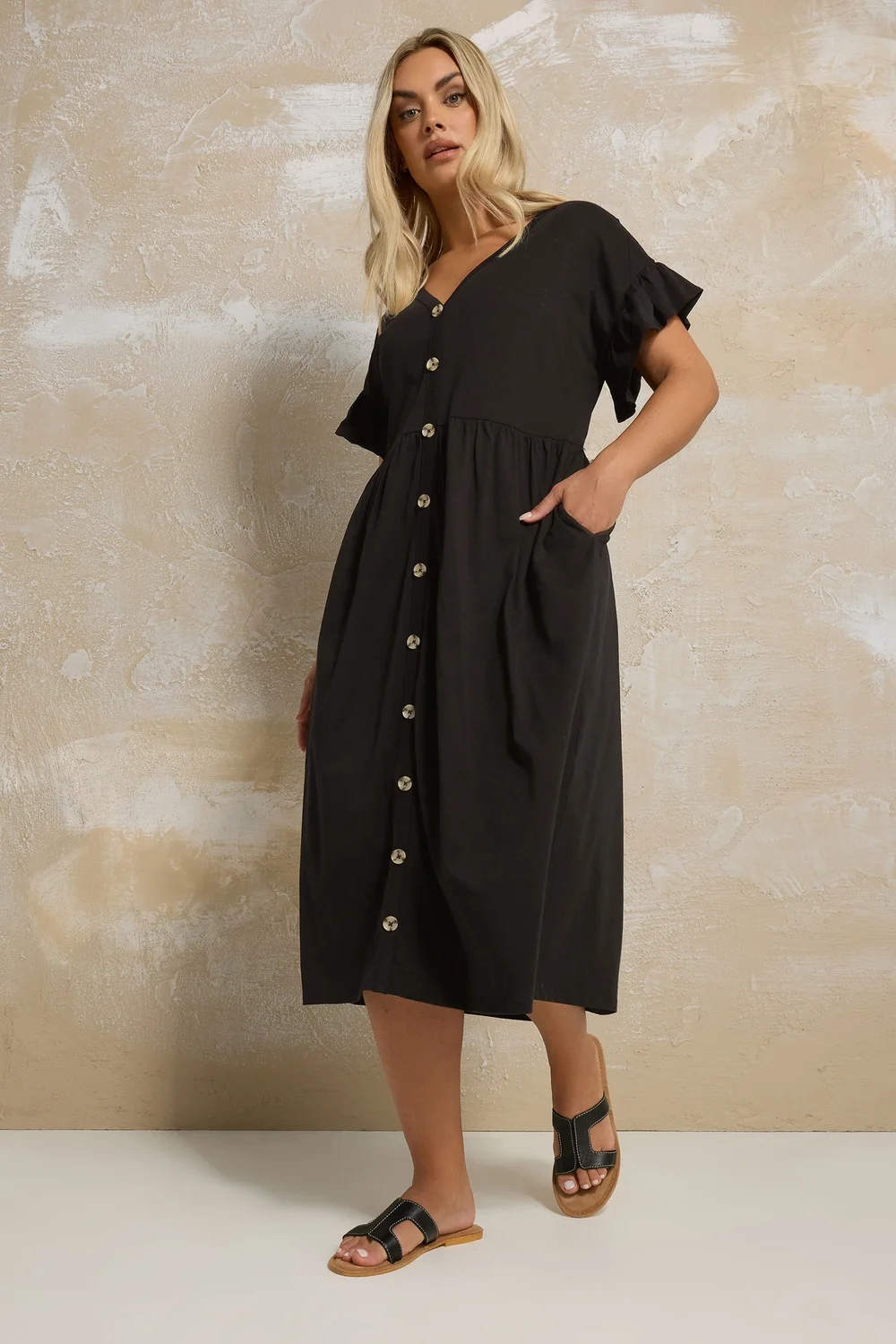 Yours Curve Black Peplum Midaxi Dress - 26-28 Yours Curve Black Peplum Midaxi Dress - 26-28