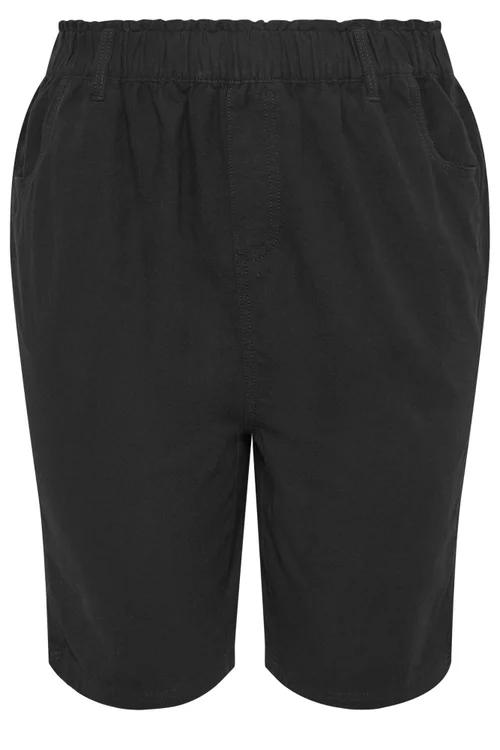 Yours Curve Black Elasticated Cool Cotton Shorts - 30-32 Image 5