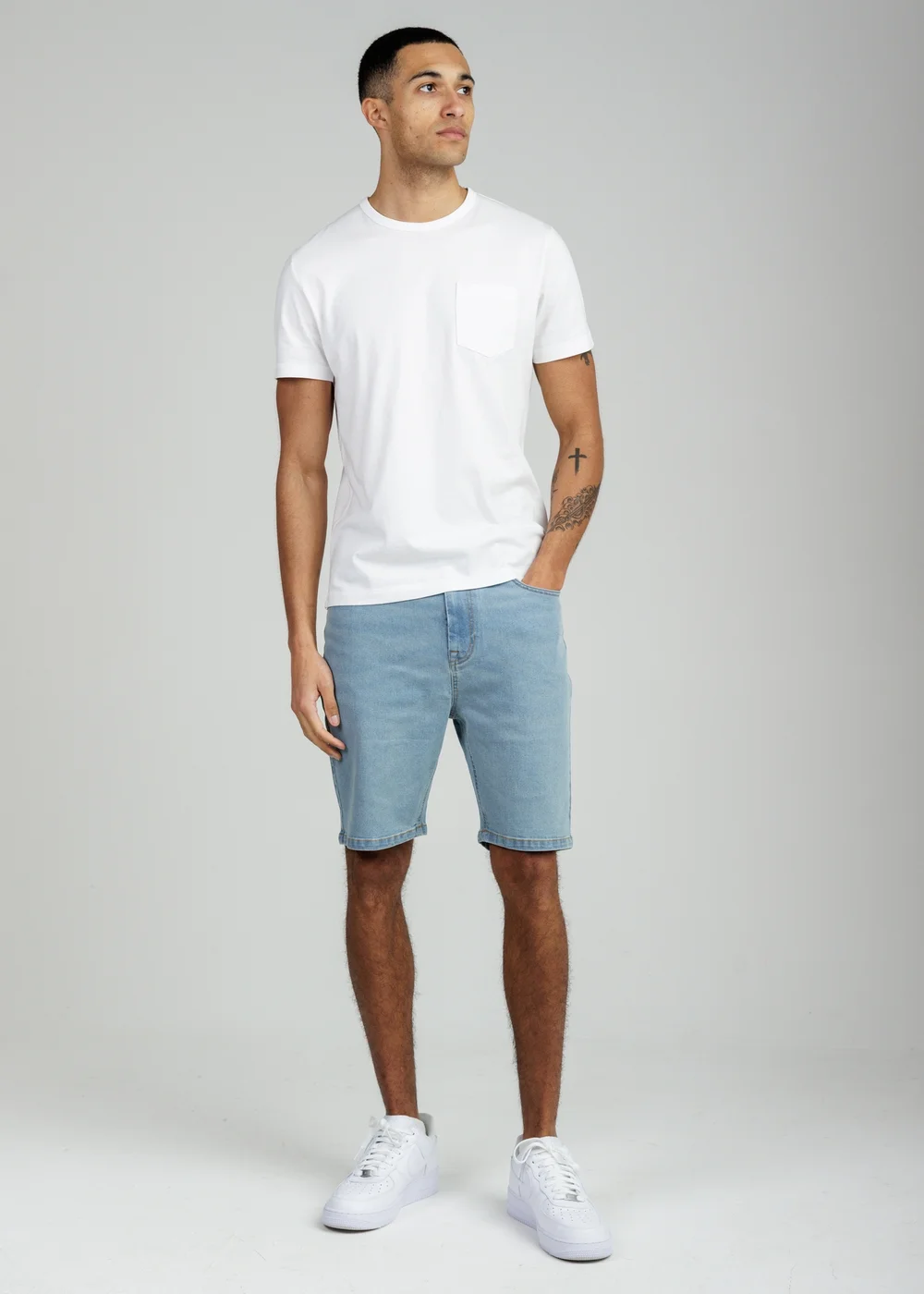 Tokyo Laundry Light Blue Cotton Blend Regular-Fit Denim Shorts - XL Image 4