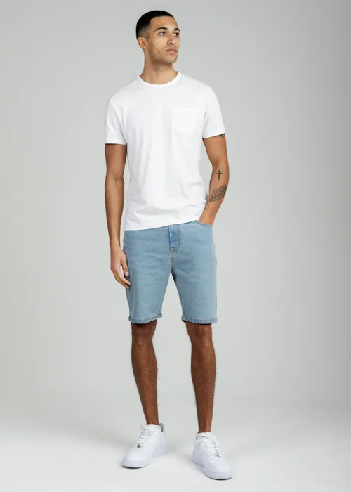 Tokyo Laundry Light Blue Cotton Blend Regular-Fit Denim Shorts - XL Image 4