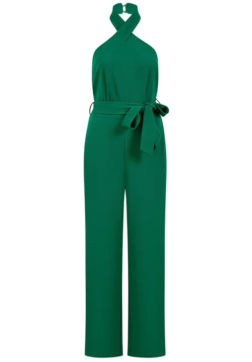 Yumi Green Cross Over Halter Neck Jumpsuit - 16 Image 4