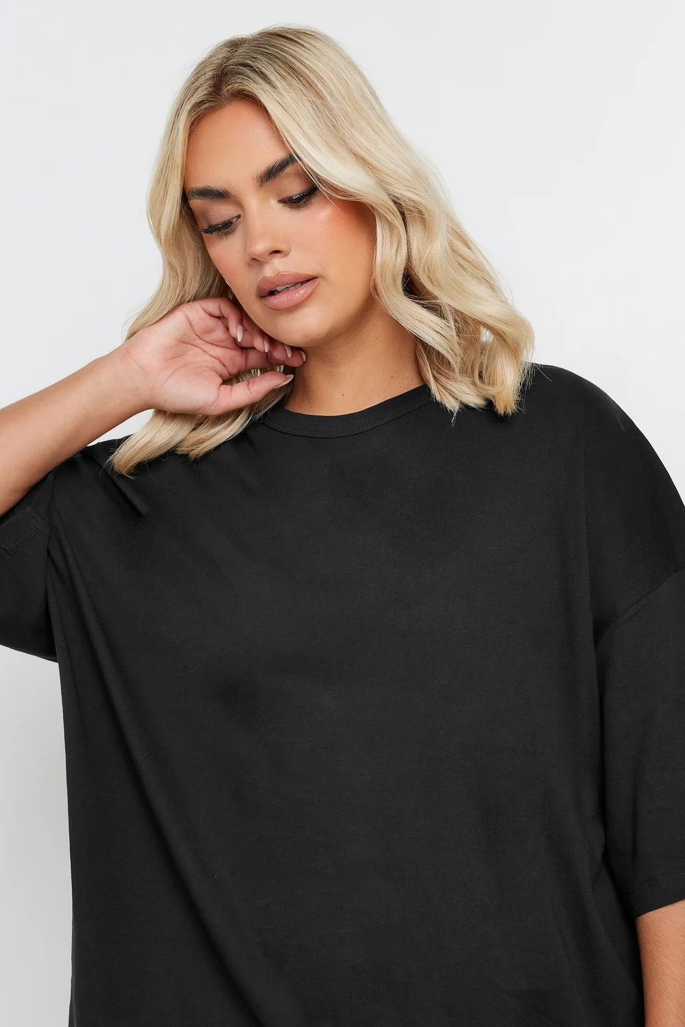 Yours Curve Black Oversized Boxy T Shirt - 26-28 Image 5