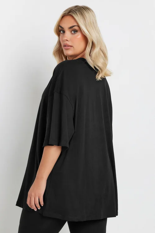 Yours Curve Black Oversized Boxy T Shirt - 26-28 Image 4